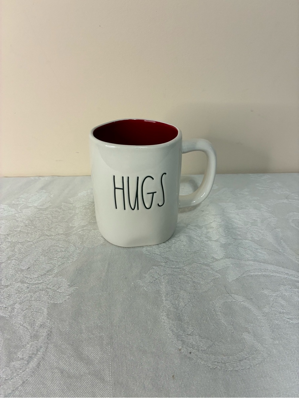 Rae Dunn “Hugs Kisses” White Mug with Red Interior